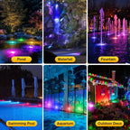 POPOSOAP RGB Underwater Pond Lights with Timer, 20 Colors Dimmable Submersible Led Fountain Lights with IP68 Waterproof, Support Remote Control for Outdoor Ponds Aquarium Garden Pool (6 Headlamps)
