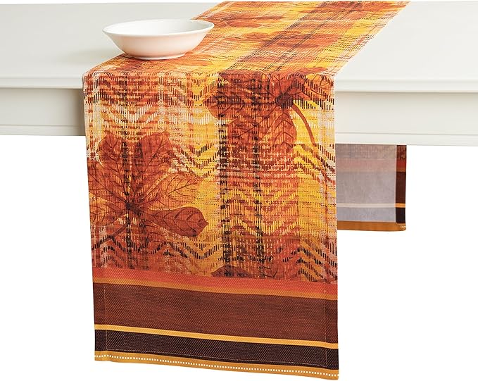 Maison d' Hermine Table Runner 100% Cotton Single Layer Table Runners 72 inches Long for Thanksgiving Christmas Decorations Home Kitchen Dining Party Wedding (Thanksgiving Tartan, 14.5" x 72")