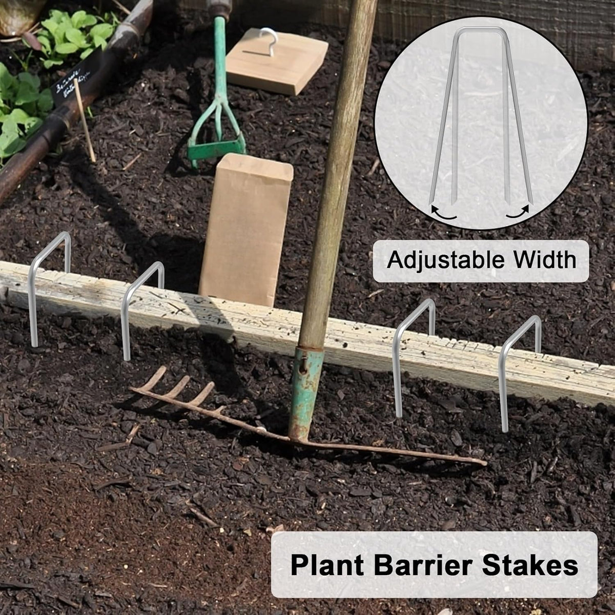 AAGUT 100 Pack 6 Inch Landscape Staples 11 Gauge Garden Staples, Galvanized Heavy Duty U-Shaped Sod Pins,Yard Ground Lawn Fence Stakes for Weed Barrier Fabric Irrigation Tubing
