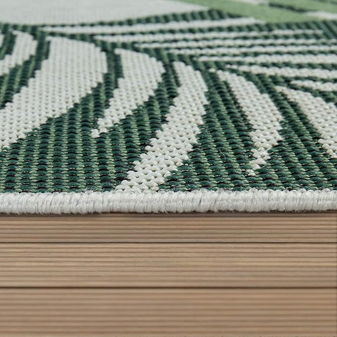 Indoor & Outdoor Rug for Patio Jungle Floral Palm Trees Design Green, Size: 6'7" x 9'6"