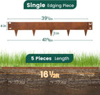 Corten Steel Rust Landscape Edging Border, 5 Pack 42”L x 7”H Weather Resistant Bendable Metal Garden Lawn Edging for Landscaping, Yard Pathway (16.5 Ft Total)