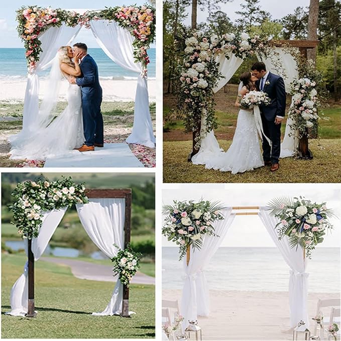 2 Pack White Backdrop Curtain for Wedding Photo Photoshoot Birthday Party Christmas Decorations (60" W x 120" L (Pack of 2))