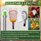 20 Ft Fruit Picker with Wire Basket and Bag Basket,Adjustable Stainless Steel Fruit Picker Pole with Universal Thread Head,35-243 Inch,Pick Fruit Tool,Suitable for Picking Apples,Mangoes and Others