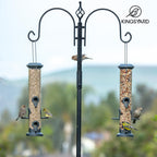 Kingsyard 2 Pack Tube Feeders with 6 Feeding Ports for Outdoors Hanging, Premium Hard Plastic Weatherproof & Steel Hanger, Attracting for Wild Birds (Black)