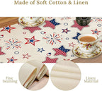 4th of July Table Runner, American Patriotic Independence Day Red Blue White Stars Stripes Fireworks Print Table Runner for Home Party Decor Kitchen Dining Table, 13x90inch