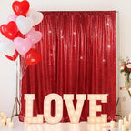 SquarePie Sequin Backdrop Less Transparent Background Sparkly Curtain for Wedding Party 4FT x 7FT Red