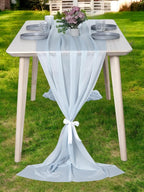 MDS Halloween Chiffon Table Runner - 20 Pack, 29 x 170 Inches, 14ft Each - Sheer Spooky Table Runners for Haunted House Parties, Trick-or-Treat Tables, Witchy Décor, Wedding & Events - Baby Blue