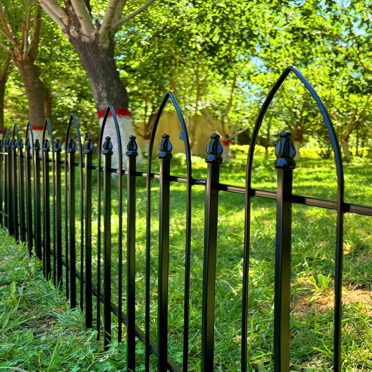 Garden Fence 32 inch H x 24 inch W (5 Panels, Total 10 feet), Metal Decorative Border Folding Fence, Landscape Fencing for Dog, Flower Bed, Yard, Animal Barrier