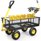 Sekey 1000lbs Heavy Duty Steel Garden Cart for Yard & Farm, Utility Wagon with Removable Sides (Convert to Flatbed), 10" Rubber Tires, Black
