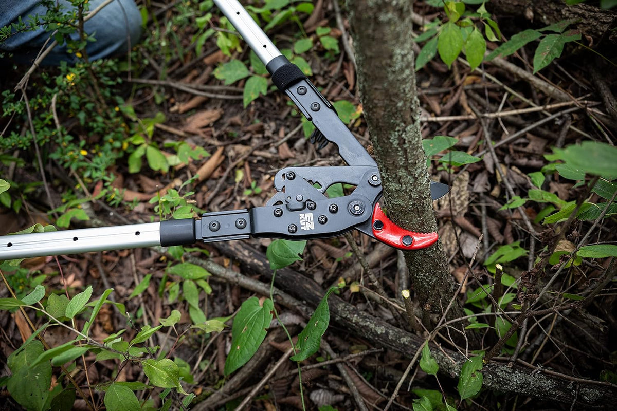 EZ Kut G2 Tree Trimmer Ratcheting Branch Cutter. Heavy Duty Branch Cutter. 42 inch Extendable Anvil Hand Loppers. Tree Pruner Trusted Since 1988. Chops Thick Branches with Ease.
