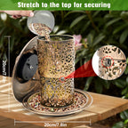 DY-SKTY Metal Bird Feeder for Outdoor Hanging, Large Capacity Solar light Wild Bird Feeder with Drainage Holes,Landing Ring, Solar Lanterns for Garden Decoration, Unique Bird Watching Gift for Outside