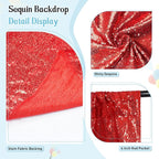 SquarePie Sequin Backdrop Curtain Not See Through Thick Glitter Background for Party 6FT x 8FT Red