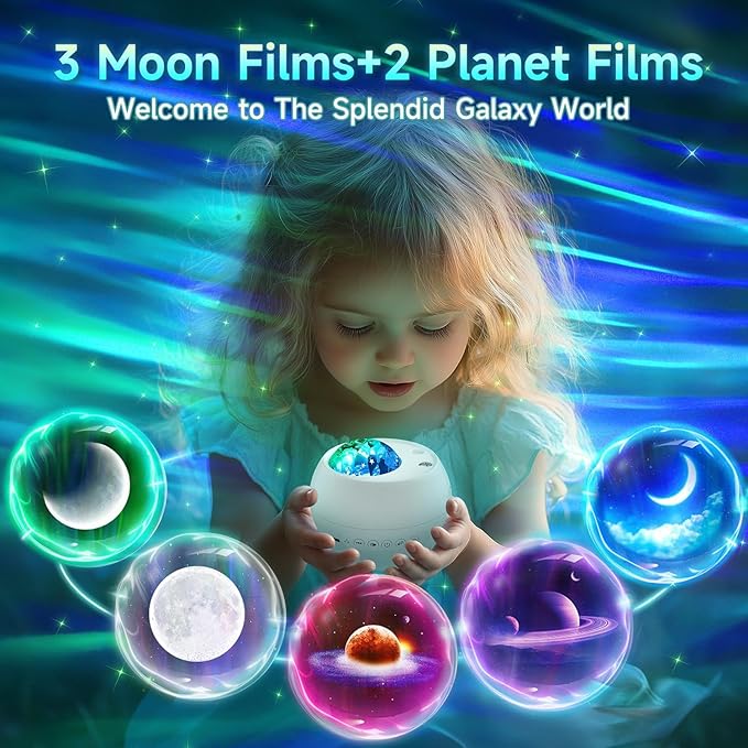 Northern Lights Projector,180 Lighting Modes Galaxy Projector for Bedroom,15 White Noise&Bluetooth Galaxy Projector for Bedroom,Remote+Timer Moon Star Projector Galaxy Light Projector,Christmas Gifts