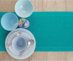 Solino Home Linen Teal Table Runner 156 Inches Long - 100% Pure Linen Extra Long Table Runner 14 x 156 Inch for Fall, Autumn - Classic Hemstitch