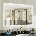48x32 Inch White Bathroom Mirror for Wall, Thick Metal Framed Rectangle Mirrors for Over Sink, Bedroom, Living Room, Entryway, Anti-Rust, HD Tempered Glass