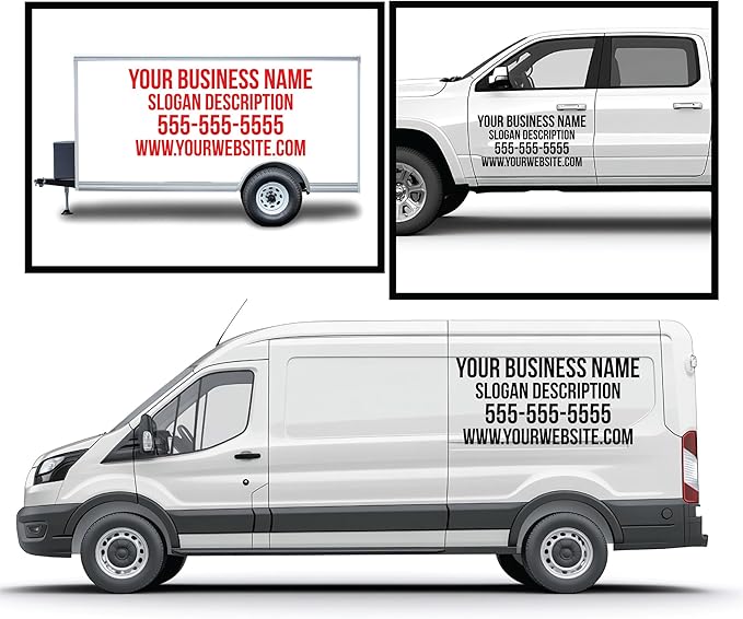 Large Custom Business Name and Website Description Text Decal Sticker for Advertising Truck, Car Windows, Signs, Schools, Doors, Windshield, Boats, RV, Trailers, Coolers, and Storefronts