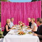 Fuchsia Sequin Backdrop Curtain 2 Pieces 2FTx8FT Glitter Photography Backdrop for Party Wedding Birthday Christmas Decorations