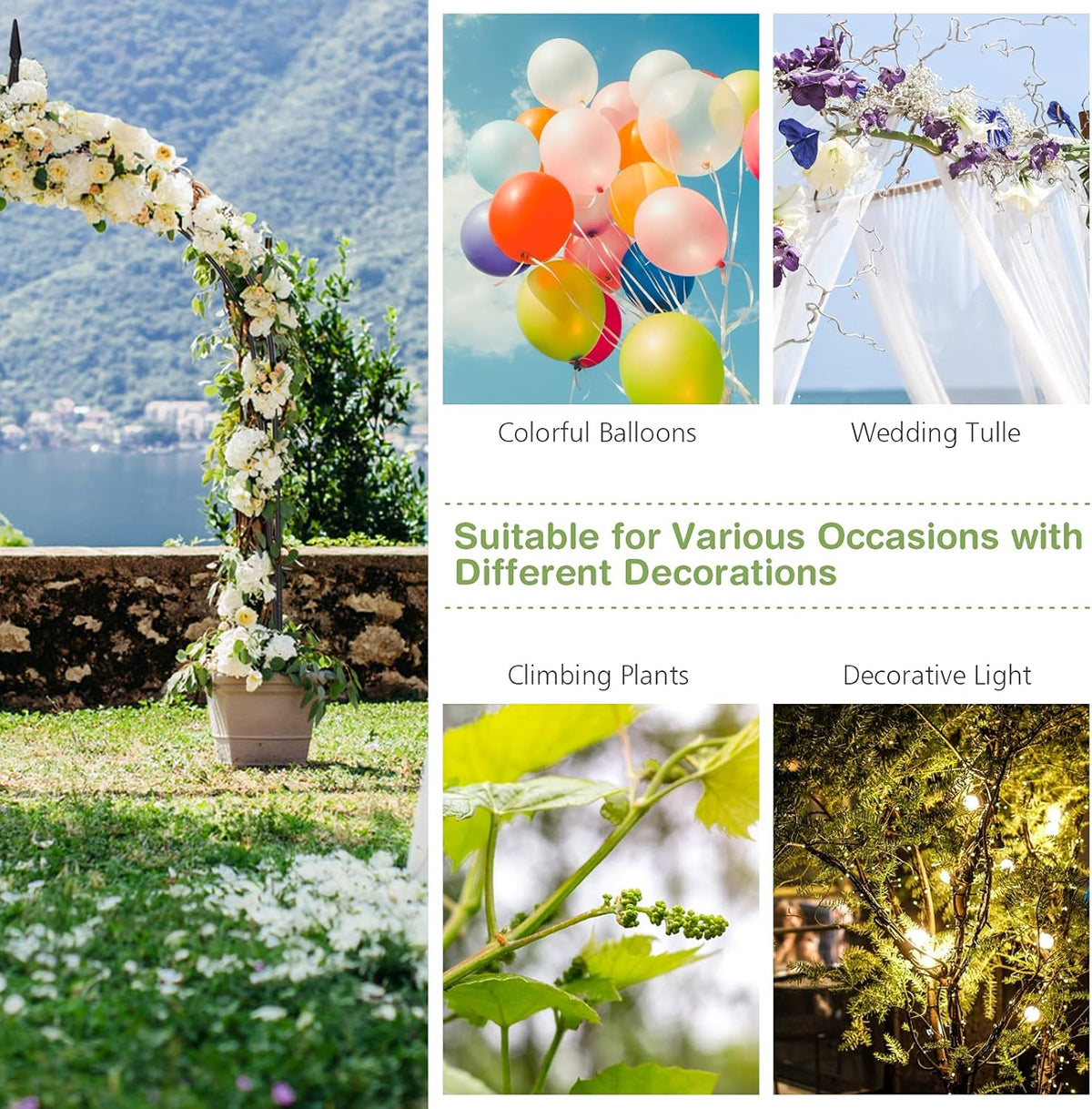 S AFSTAR 9.5 Ft Metal Arch, Outdoor Garden Arch for Various Climbing Plant Flower, Wedding Backdrop Stand Archway Arbor for Wedding Garden Party Ceremony Gothic Style Decoration, Easy-to-Assemble (1)