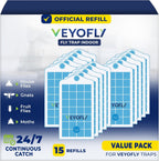VEYOFLY Fruit Fly Traps for Indoors Refill, Gnat Traps for House Indoor, Fly Catcher, Fly Trap, Fly Trap, Plug in Catch for Fruit Flies, Moths, Gnats, Mosquito Trap (Pack of 15 Refills)