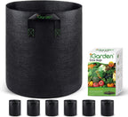 Grow Bags Tall, 7 Gallon Grow Pots 6 Pack with Handles, Heavy Duty 280G Thickened Nonwoven Fabric Plant Bag for Vegetables, Black
