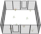 FXW Garden Fence Outdoor for The Yard – 50in(H) x 41.7ft(L) Heavy Duty Metal Animal Barrier for Dog and Rabbit, Decorative Dog Fence, 16 Panels, Black