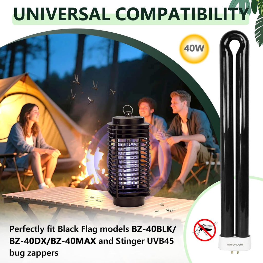 BB-40blk 40W Light Replacement Bulb (1-Pack) | Compatible with Black Flag BZ-40BLK/BZ-40DX/BZ-40MAX & Stinger UVB45 B4045-4 (5500V, 4-Pin Base)