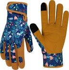 MERTURN Leather Gardening Gloves for Women Garden Gloves Thorn Proof Touch Screen Design Heavy Duty Yard Working Gloves for Planting, Digging Women Gardening Gift, M