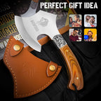 NedFoss Warthog Camping Axe, 9" Full Tang Small Axe with Leather Sheath, Survival Hatchet with Wood Handle, Tomahawk for Outdoor Backpacking, Bushcraft, Hiking