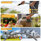 Garden Hose 50 FT, Non-Expanding Water Hose, Ultra-Light & Flexible, Burst-Resistant, Kink-Free, High-Pressure Garden Hose All-Weather Use for Lawns, Gardens, and Outdoor Cleaning