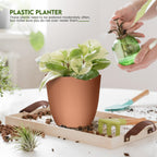 Plant Pots Indoor with Drainage, 5 Pack Multi-Size Planters Set, Terracotta