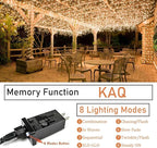66FT 200LED Christmas String Lights Outdoor/Indoor, Extendable Twinkle Fairy Lights Waterproof Clear Wire with 8 Modes&Timer Function for Garden Bedroom Patio Christmas Tree Decorations (Warm White)