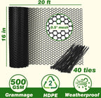 Gardzen Plastic Chicken Wire Mesh with 40 pcs Ties, 16in x 20ft Durable Chicken Fence for Poultry, Garden Protection & DIY Crafting, Heavy-Duty Mesh Netting for Outdoor & Indoor Use