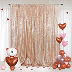 Eternal Beauty Rose Gold Sequin Backdrop, 6x8 Ft Glitter Background Curtains for Shimmer Photography Party Wedding Birthday Back Drop Decor