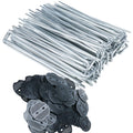 Finderomend 100 Pack Landscape Staples and 100 Pack Gaskets,8" Long 9 Gauge Galvanized Steel Garden Staples with Black Pads,Landscape Pins Turf Staples for Securing Weed Barrier Artificial Grass