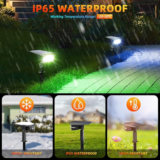 Solar Spotlights Outdoor, 40 LED s Color Changing RGB Waterproof Landscape Lights with 9 Light Modes, Colored Solar Spot Lights Auto On/Off, for Pathway Garden Pool Patio Yard