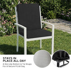 Outdoor Chair Cushions, Water-Resistant & Fade-Resistant, Patio Furniture Lawn Dining Chair Seat Replacement with Mid Back, Ties Zipper, Removable Cover, 18 x 16.5 Inch, Set of 2, Black