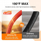 SPECILITE 5/8" Hot/Cold Rubber Garden Water Hose 50 ft, -50℉-190℉, 200psi Working, 600psi Burst, Flexible & Lightweight With 3/4" Brass Fittings for Yard, Outdoor, Farm, Agriculture, Construction, Red