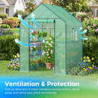 Ohuhu Greenhouse for Outdoors with Screen Windows, 57 x 57 x 76'' Walk in Plant Greenhouses Heavy Duty with Durable PE Cover, 3 Tiers 12 Shelves Stands Plastic Portable Green House with Shelf Clips