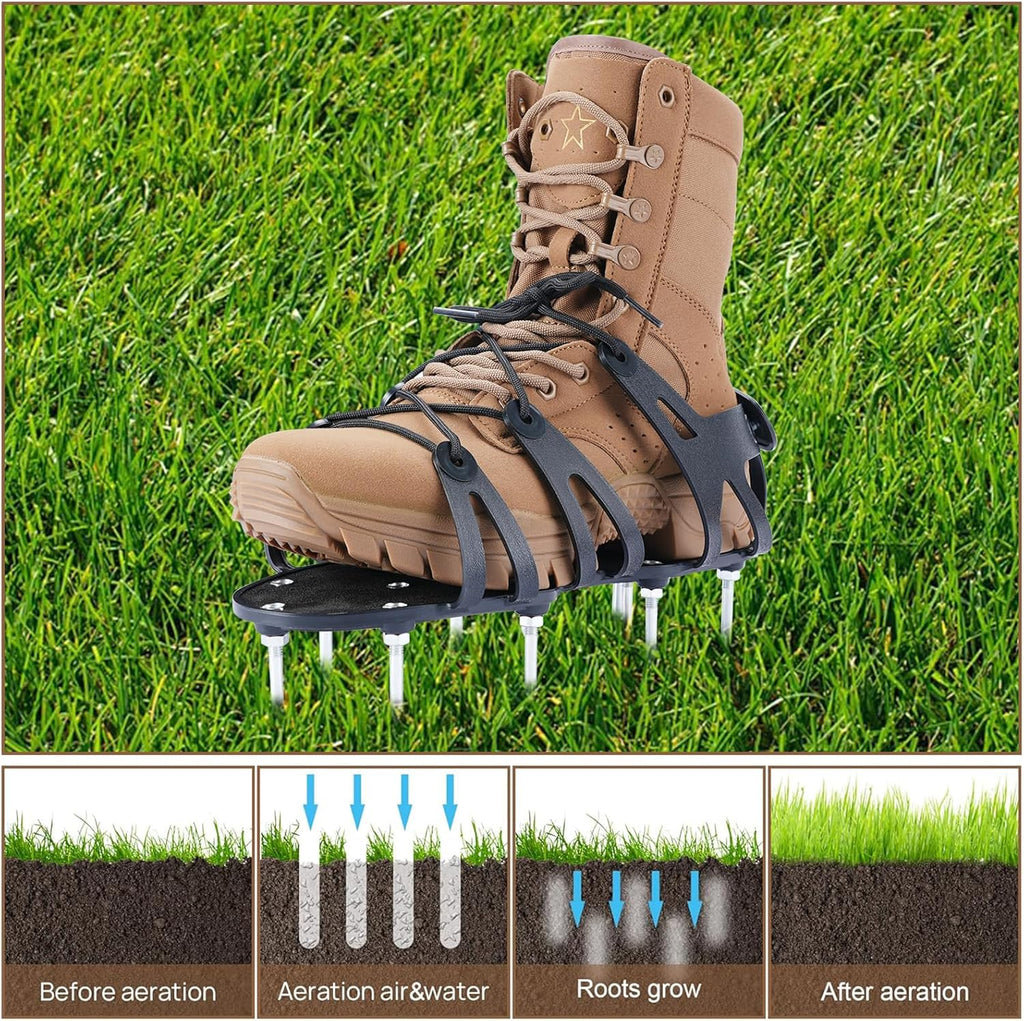Professional Lawn Aerator Shoes – Adjustable Spike Shoes with Wrap Lacing, Heavy-Duty Spiked Aerating Sandals | One-Size-Fits-All for Yard, Patio, Lawn & Garden