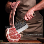 ROCOCO Cleaver Knife Meat Cutting Heavy Duty Bone Butcher Chopper Large Hand Forged Chinese Dragon Viking Cutter for Kitchen Outdoor with Sheath Birthday Father Mother Christmas Gift Men 8.6"