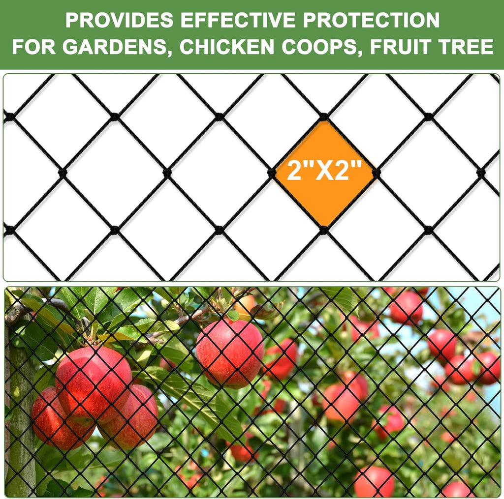 Bird Netting - 50'x100' Heavy Duty Nylon Net with 2' Mesh for Garden Protection, Chicken Coop, Orchard
