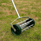Heavy Duty Rolling Lawn Aerator, Rotary Push Tine Spike Aerator with 1.4-Inch Spikes, 57-Inch Steel Handle, Garden Yard Grass Maintenance Manual Aerator Tool for Improved Soil Aeration Silver