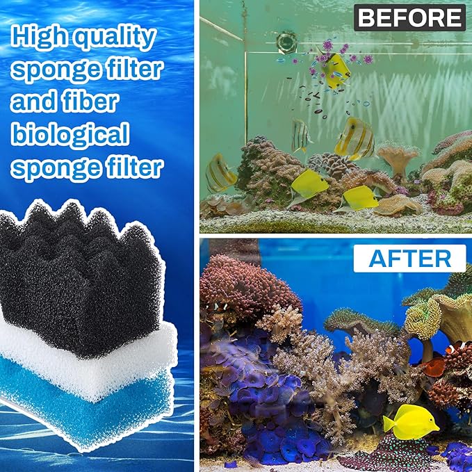 18 Pcs Bio Foam Set Compatible with Fluval 406/407 Aquarium Filters Compatible with Aquarium Filters Including Blue White Black Bio Foam for Replacement Filter Media Kit