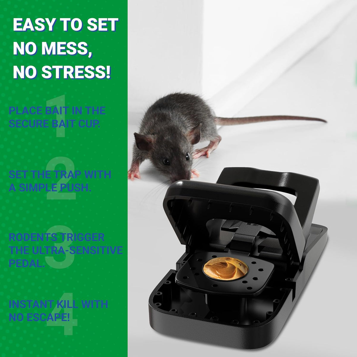 Mouse Traps Indoor for Home - 6 Pack Reusable Rat Trap, Touch-Free Snap Trap, Heavy Duty Mouse Catcher for Indoor & Outdoor Use, Instantly Kill Mice and Rodents