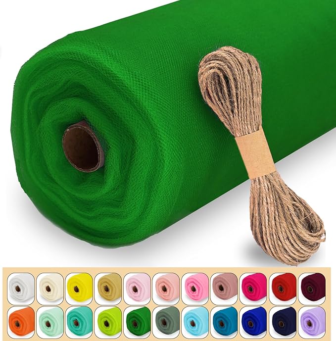 Green Tulle Fabric Roll, 54" x 40 Yards (120FT) Tulle for Christmas Gift Wrapping Wedding Decoration DIY Tutu Halloween Party Backdrop Baby Shower Table Skirts