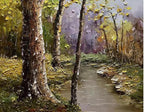 Tyed art- Contemporary Art Landscape Oil Painting On Canvas Abstract Textured Tree Painting hand-painted acrylic frame wall art Ready to hang 24x48inch