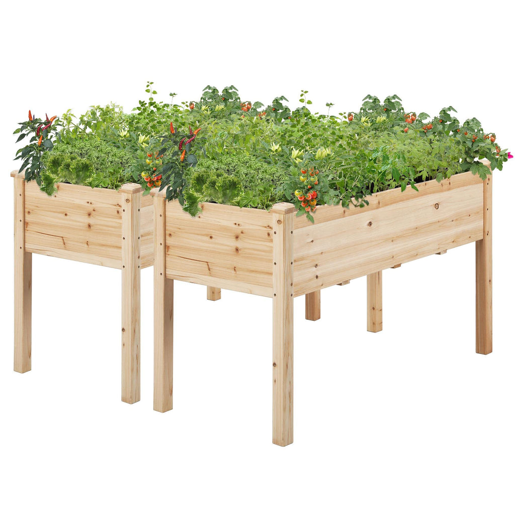 Yaheetech Raised Garden Bed 2Pcs Elevated Wood Planter Box Outdoor, Wood