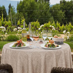 Fitable Faux Linen Round Tablecloths 60 Inches - 6 Pack Neutral Table Clothes Faux Burlap Table Covers for Kitchen, Dining Room, Party, Farmhouse, Outdoor (Great for 20"-48" Round Tables, Nature)