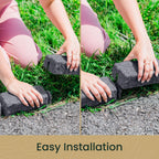 Beuta Landscape Edging | Garden Edging Border | Faux Stone Bricks for Lawn Edging, Flower beds, Pathways & Yard Edging– 1 Pack | Each Section Has 6 Bricks 48" L x 4" W x 2.25" H | 3 Spikes |Charcoal