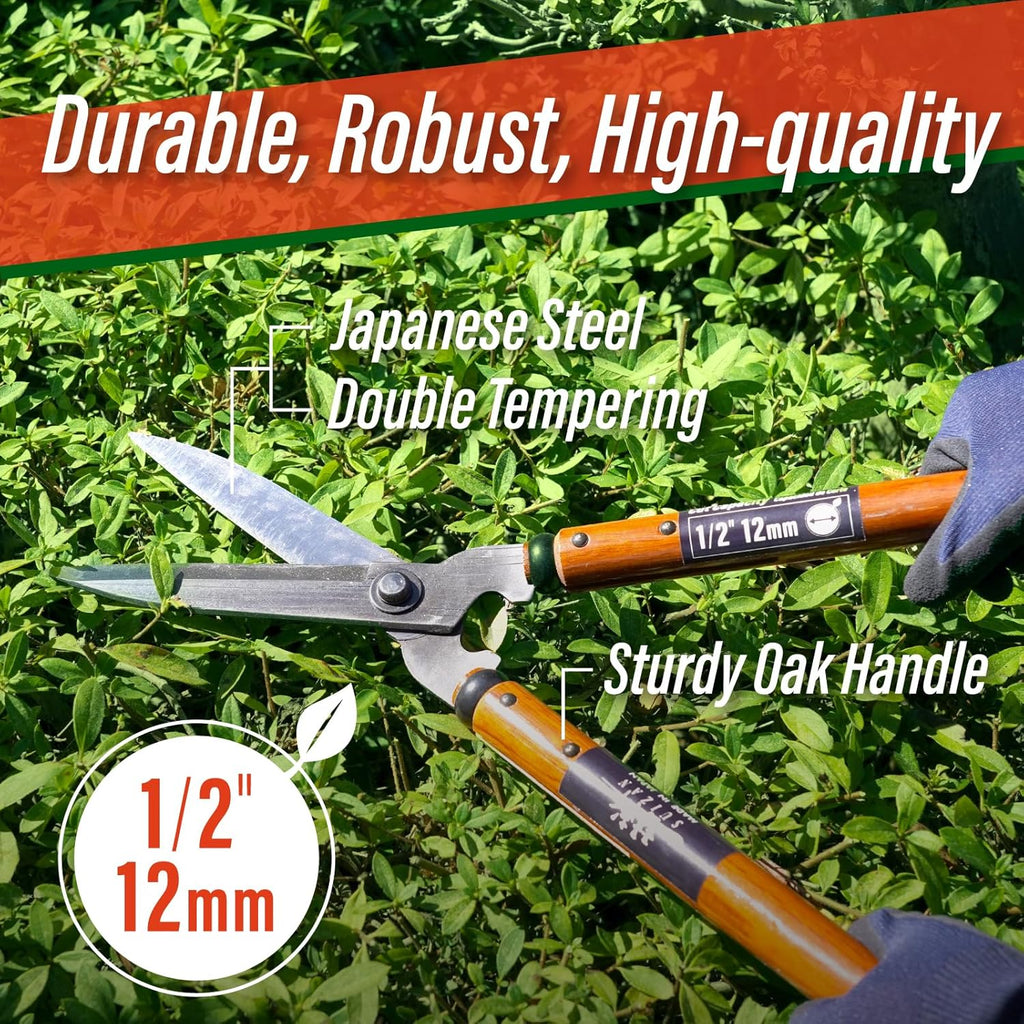 SUIZAN Hedge Shears 21.3" - Professional Japanese Garden Clippers for Precise Trimming Gardening Tools
